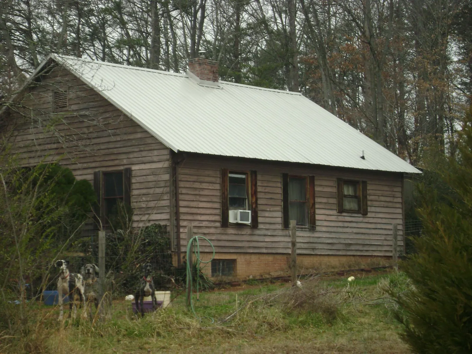 White metal roof on an old wood sided farmhouse, from a Asphalt Shingle Roof Repair job in Corona